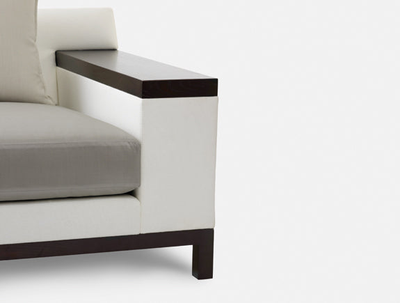 BELUGA Sofa: 102Wx41.75Dx28.5H with Metal base in Satin Ebonized finish and Oak, open - F16-043-17ms
