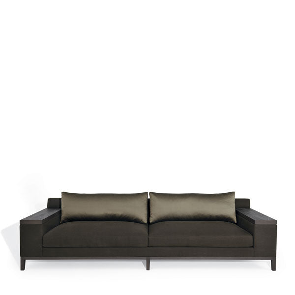 BELUGA Sofa: 102Wx41.75Dx28.5H with Metal base in Satin Ebonized finish and Oak, open - F16-043-17ms