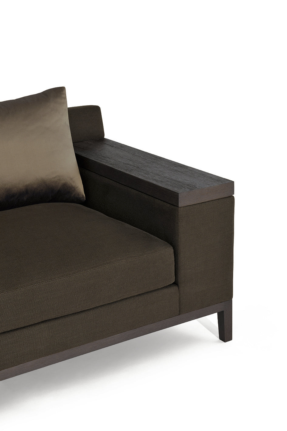 BELUGA Sofa: 102Wx41.75Dx28.5H with Metal base in Satin Ebonized finish and Oak, open - F16-043-17ms