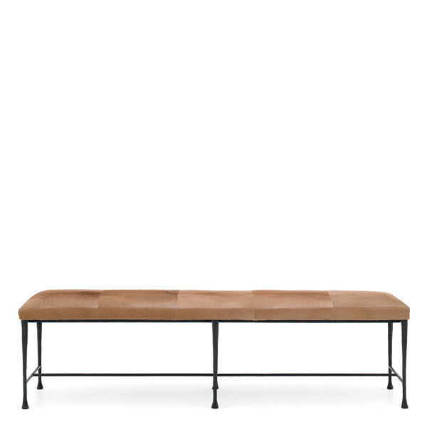 SUD Bench: 47.25Wx16.5Dx18H in Textured Bronze base, Black Patina with Fabric or Leather - F02-297-01