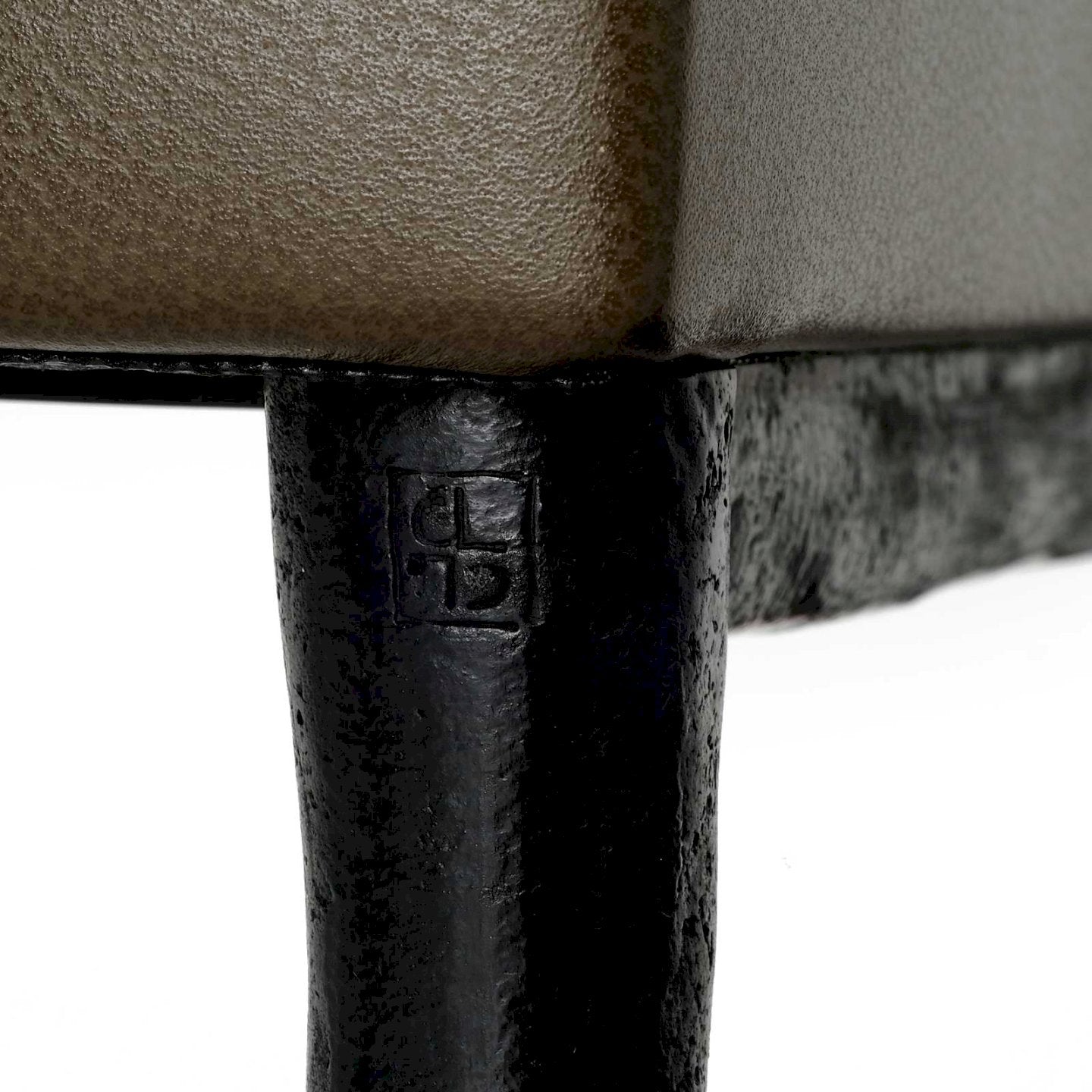 SUD Stool: 8.25Wx16.5Dx18H in Textured Bronze base, Black Patina with Fabric or Leather - F17-297-01